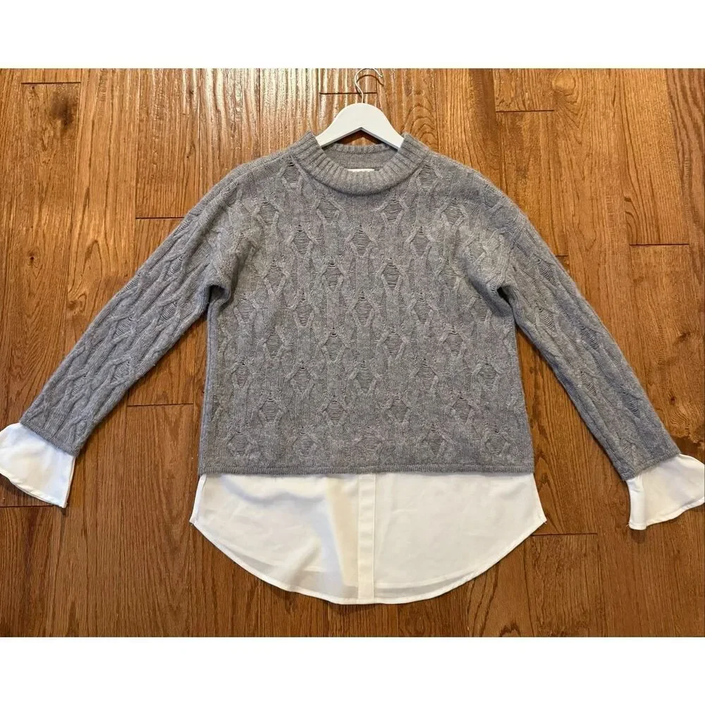 Design History Pure Cashmere grey cableknit two for sweater small - Picture 7 of 10